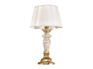 CHARLOTTE 4795/LP - Shaded gold plated table lamp with glass and silk shade by Possoni Illuminazione - view 2